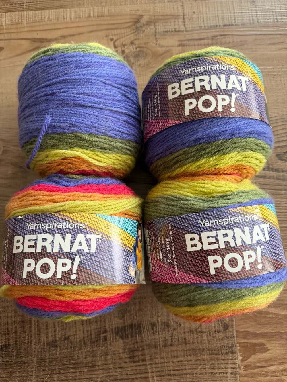 Bernat POP Full Spectrum Lot of 4 Color Gradient Yarn 5oz 100% acrylic